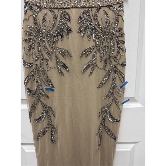 Papell Studio Size 6 Beige Formal Sequin Beaded Formal Dress Cocktail Gown NWT - Picture 7 of 16